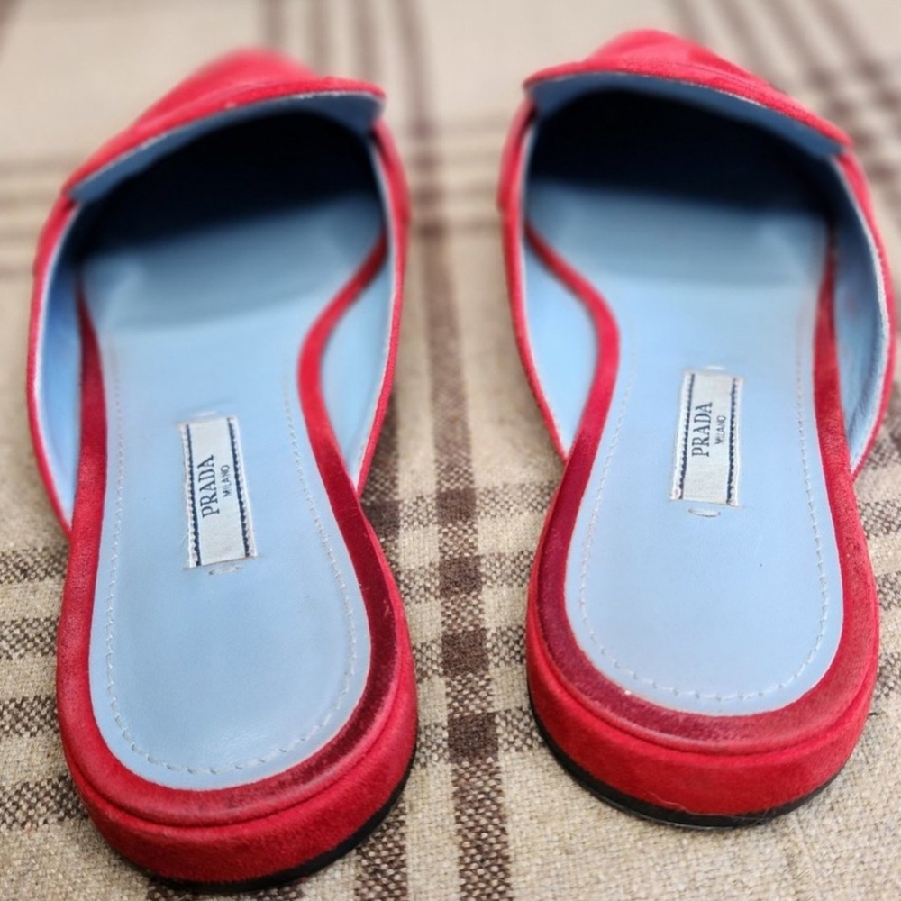 Prada Red Pointed Toe Slides - Picture 3 of 7